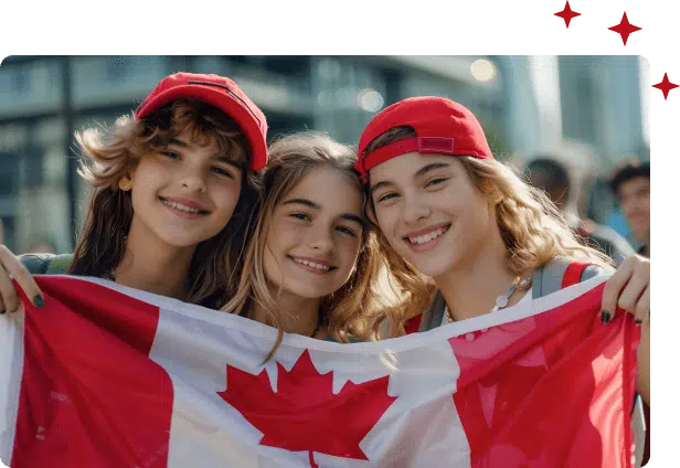Students with Canadian flag